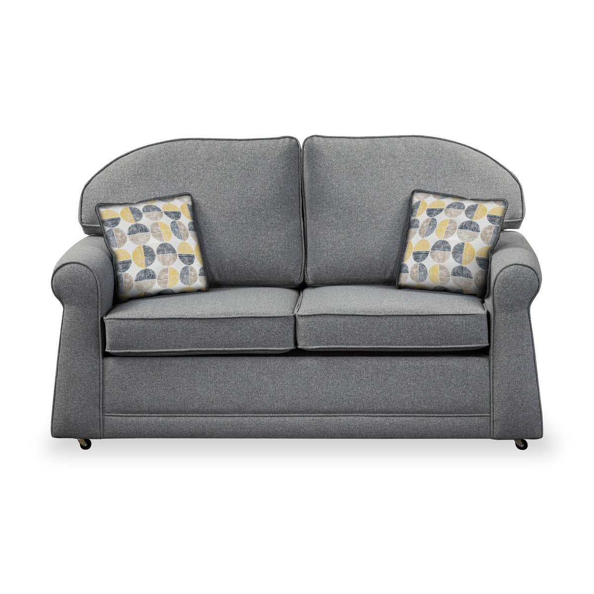 Croxdon Silver Faux Linen 2 Seater Sofabed with Beige Scatter Cushions from Roseland Furniture