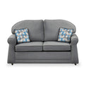 Croxdon Silver Faux Linen 2 Seater Sofabed with Blue Scatter Cushions from Roseland Furniture