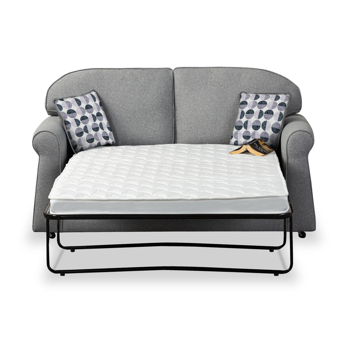 Croxdon Silver Faux Linen 2 Seater Sofabed with Mono Scatter Cushions from Roseland Furniture