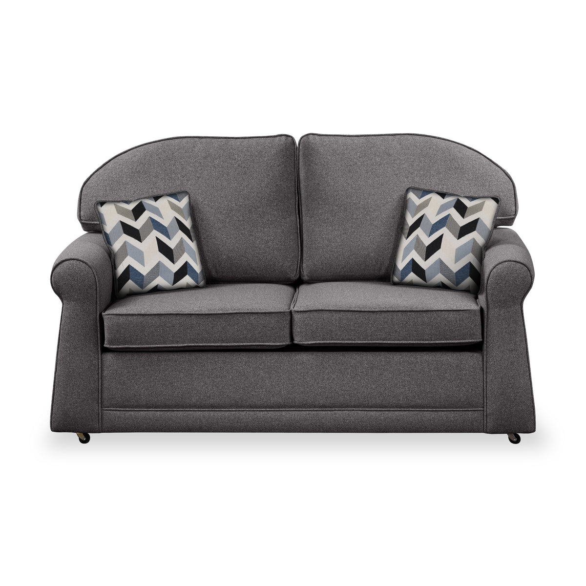 Giselle Charcoal Soft Weave 2 Seater Sofabed with Denim Scatter Cushions from Roseland Furniture