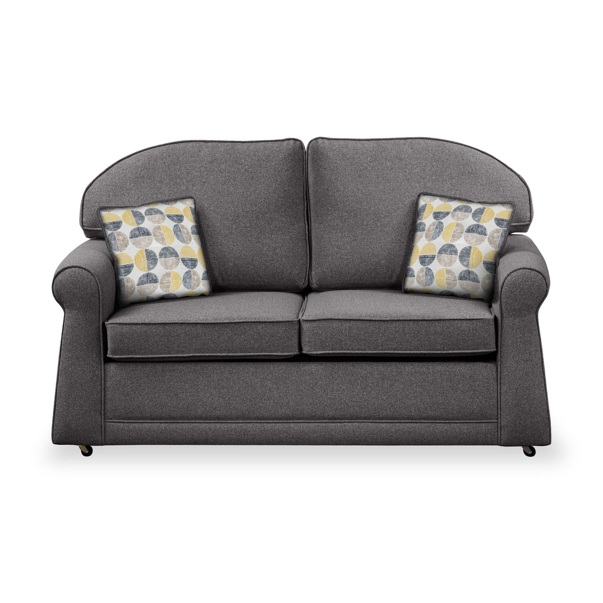 Giselle Charcoal Soft Weave 2 Seater Sofabed with Beige Scatter Cushions from Roseland Furniture