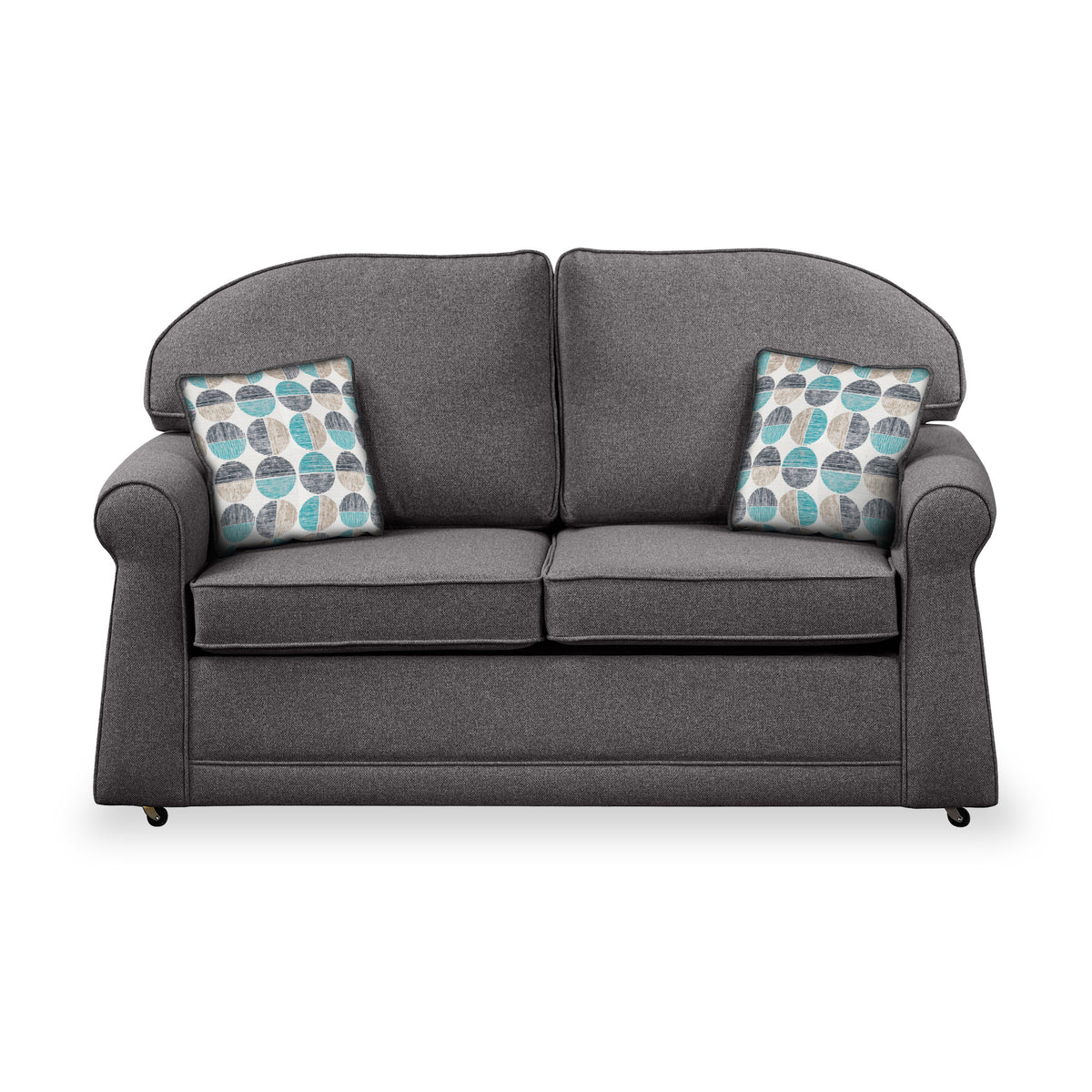 Giselle Charcoal Soft Weave 2 Seater Sofabed with Duck Egg Scatter Cushions from Roseland Furniture