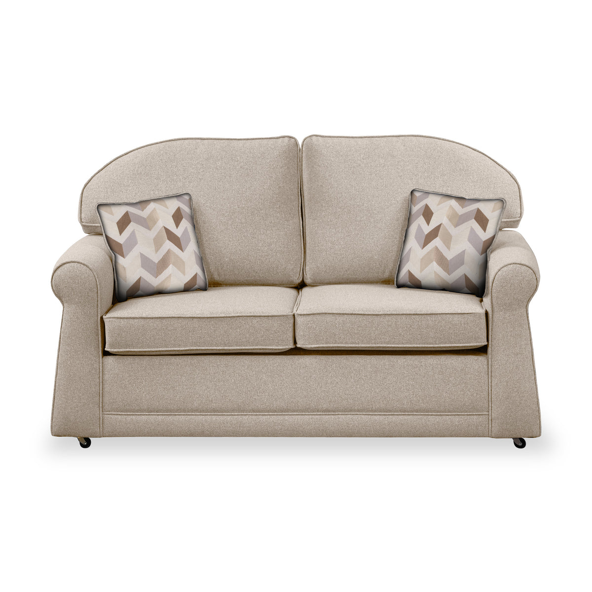 Giselle Fawn Soft Weave 2 Seater Sofabed with Oatmeal Scatter Cushions from Roseland Furniture