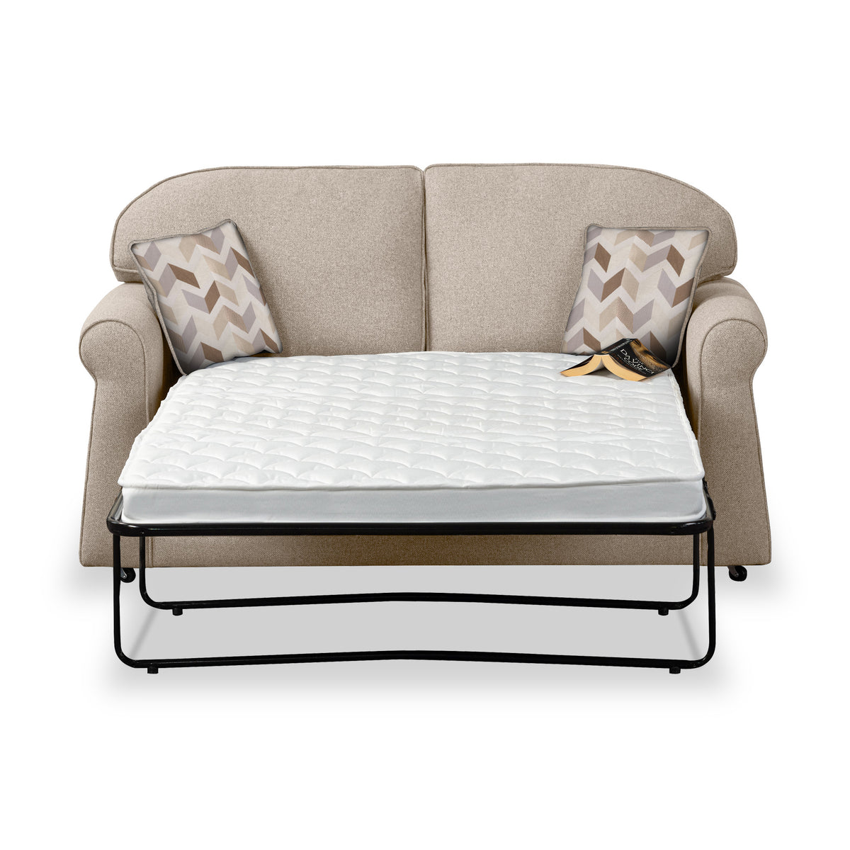 Giselle Fawn Soft Weave 2 Seater Sofabed with Oatmeal Scatter Cushions from Roseland Furniture