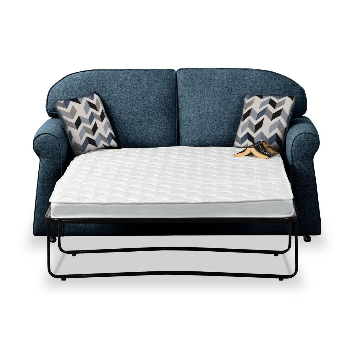 Giselle Midnight Soft Weave 2 Seater Sofabed with Denim Scatter Cushions from Roseland Furniture