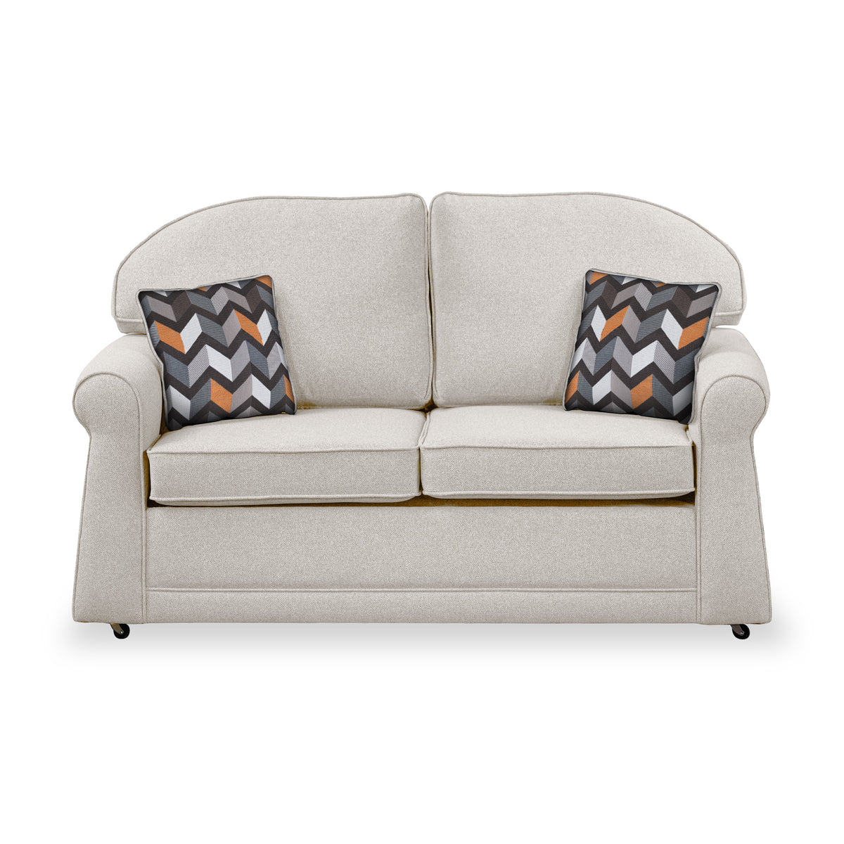 Giselle Oatmeal Soft Weave 2 Seater Sofabed with Charcoal Scatter Cushions from Roseland Furniture