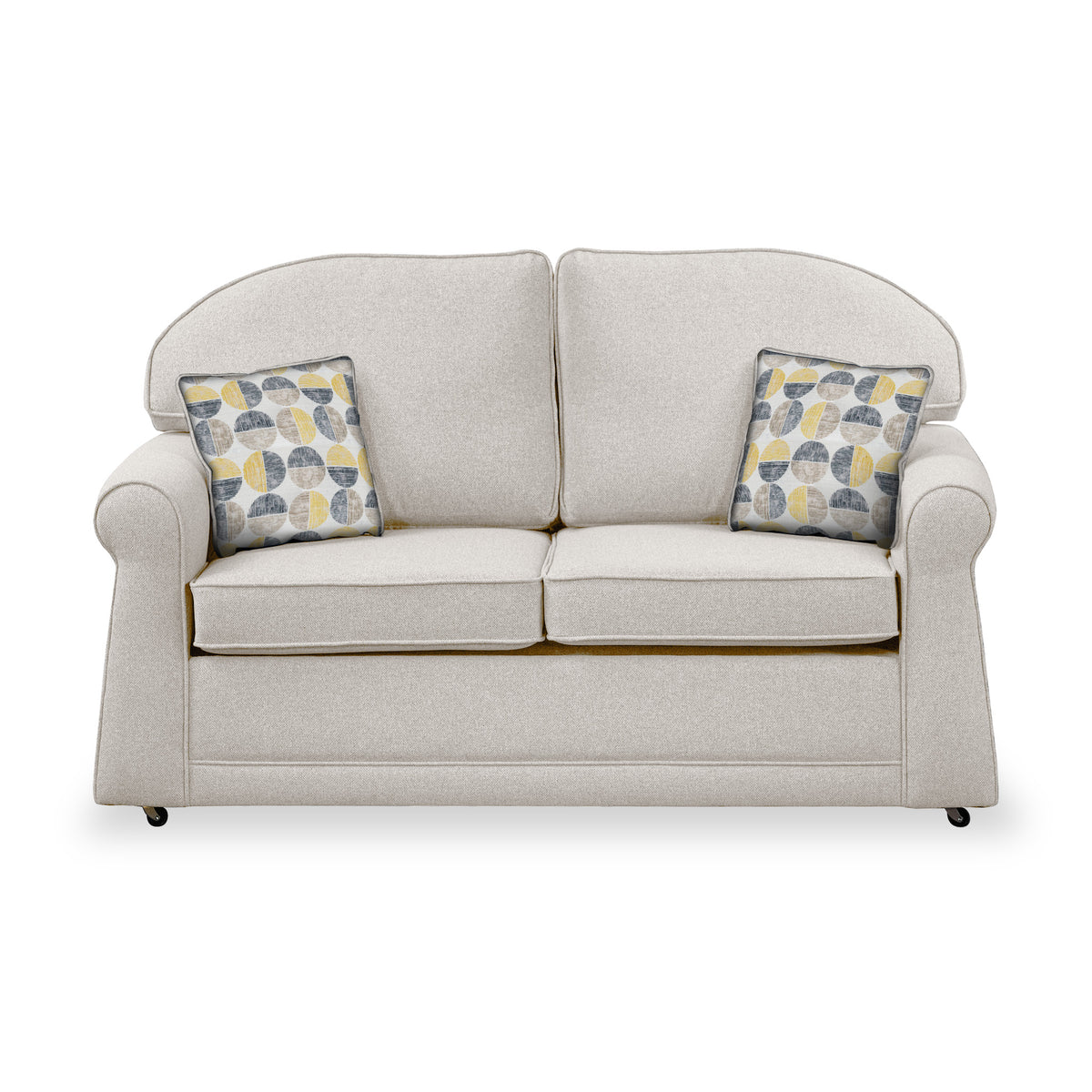 Giselle Oatmeal Soft Weave 2 Seater Sofabed with Beige Scatter Cushions from Roseland Furniture