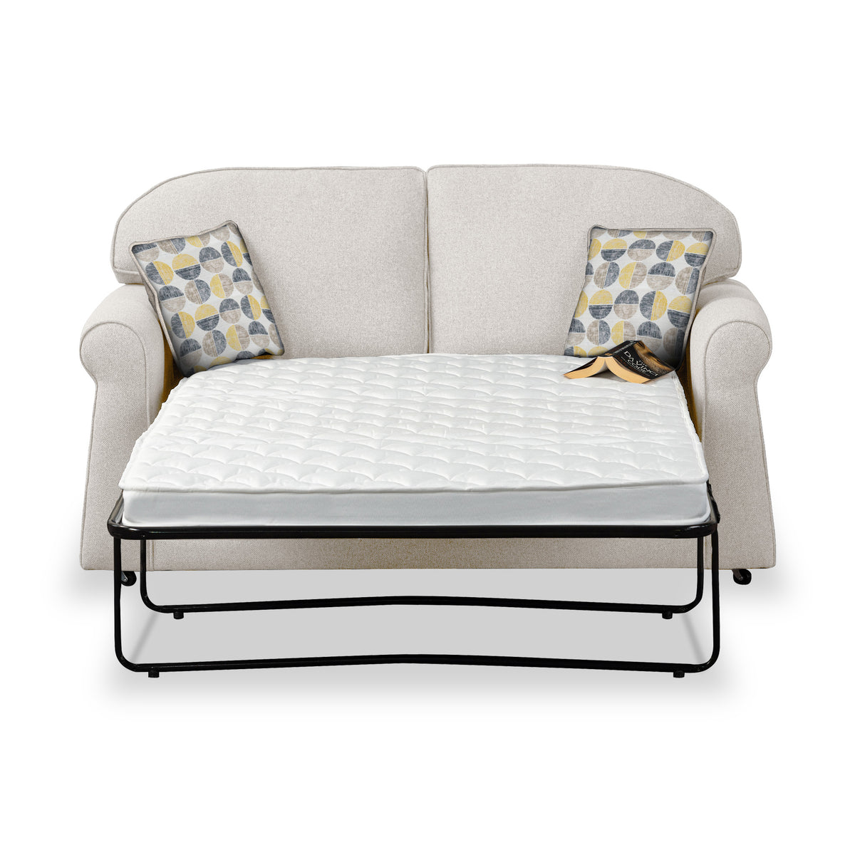 Giselle Oatmeal Soft Weave 2 Seater Sofabed with Beige Scatter Cushions from Roseland Furniture