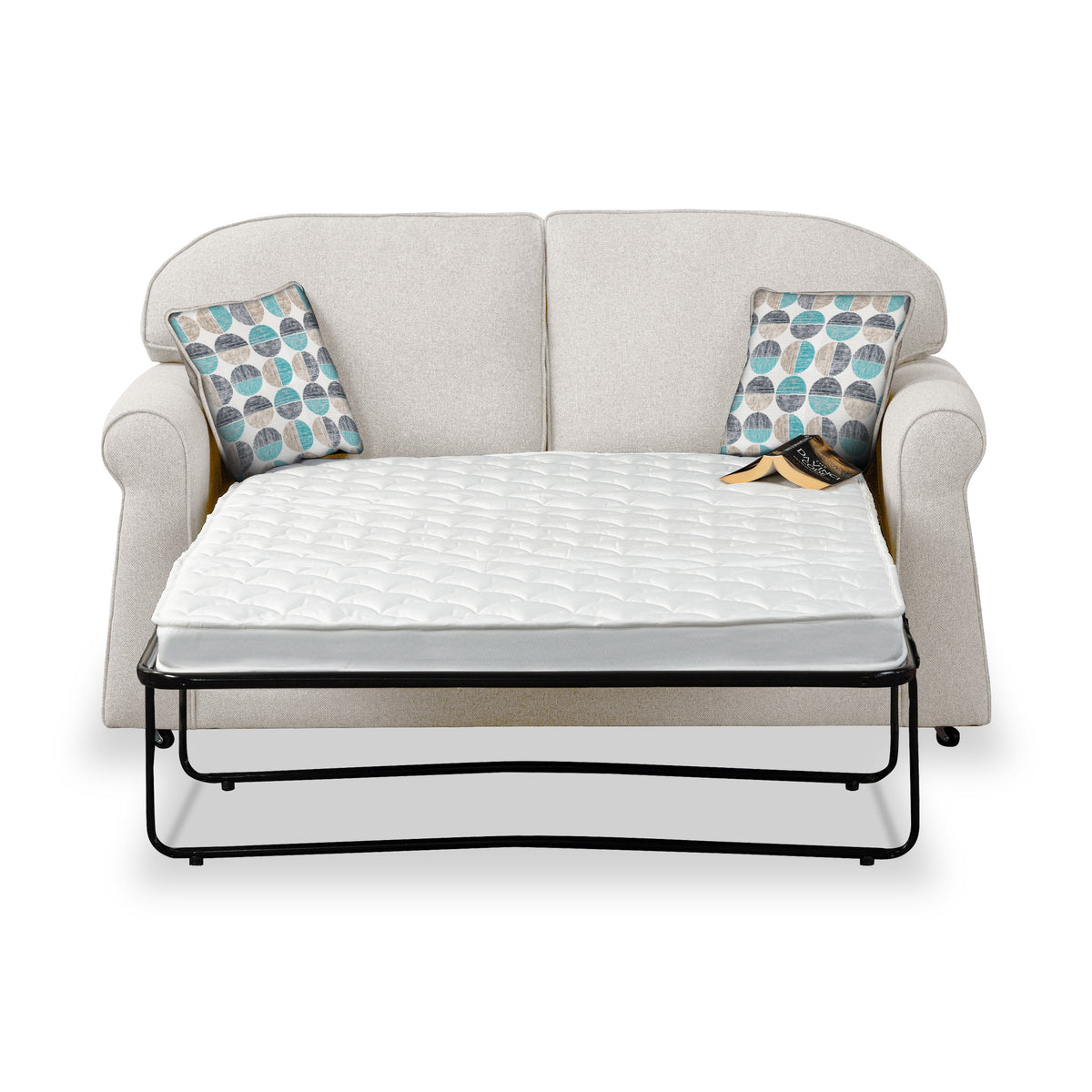 Giselle Oatmeal Soft Weave 2 Seater Sofabed with Duck Egg Scatter Cushions from Roseland Furniture