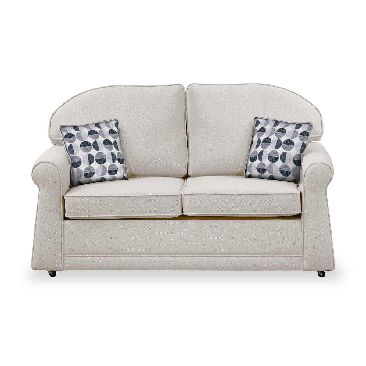 Giselle Oatmeal Soft Weave 2 Seater Sofabed with Mono Scatter Cushions from Roseland Furniture