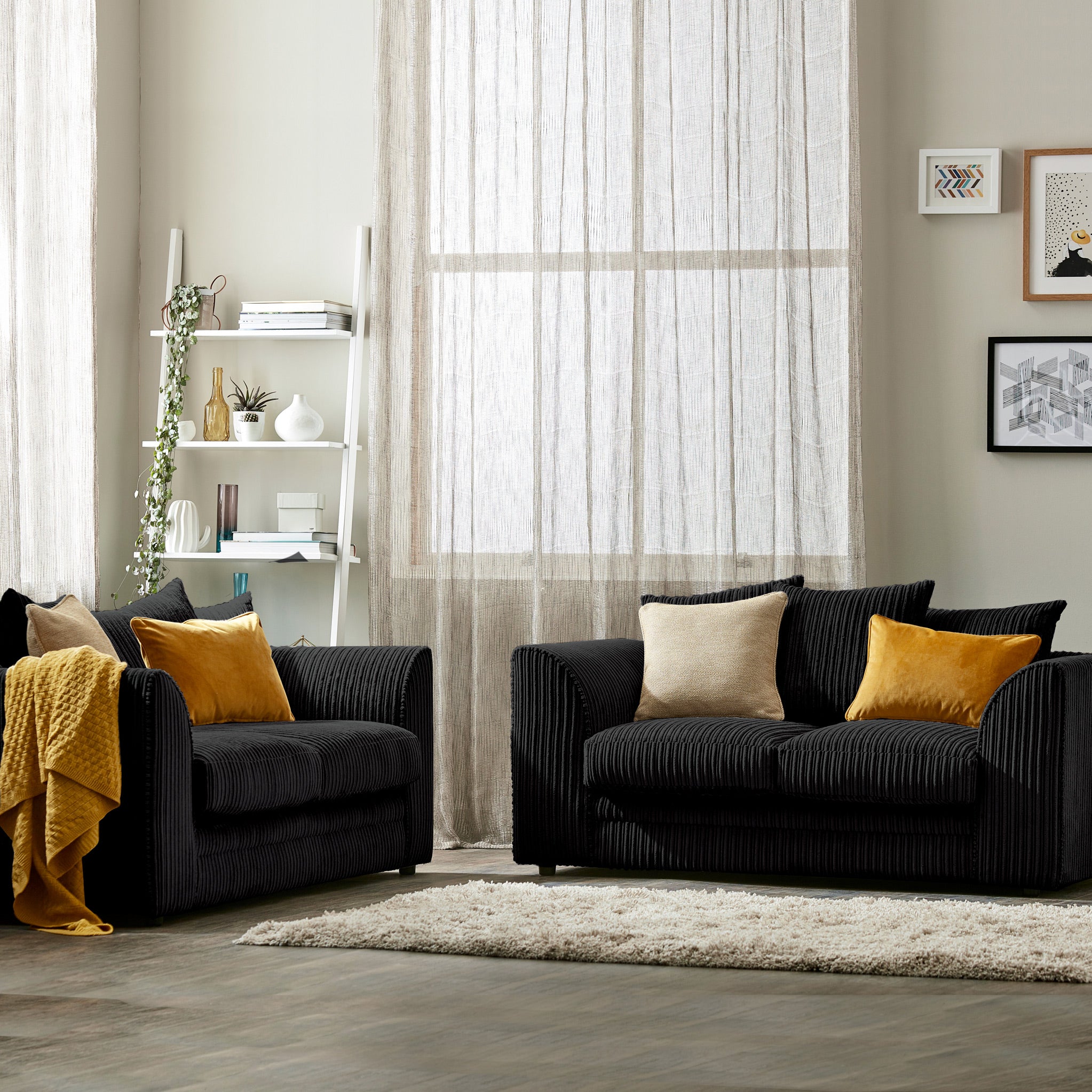 Bletchley 2 Seater Jumbo Cord Fabric Scatter Sofa Roseland