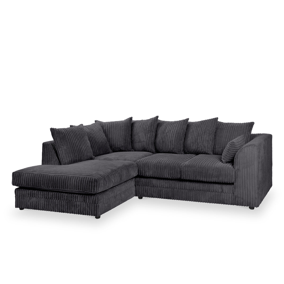 Bletchley Left Hand Black Jumbo Cord Chaise Couch