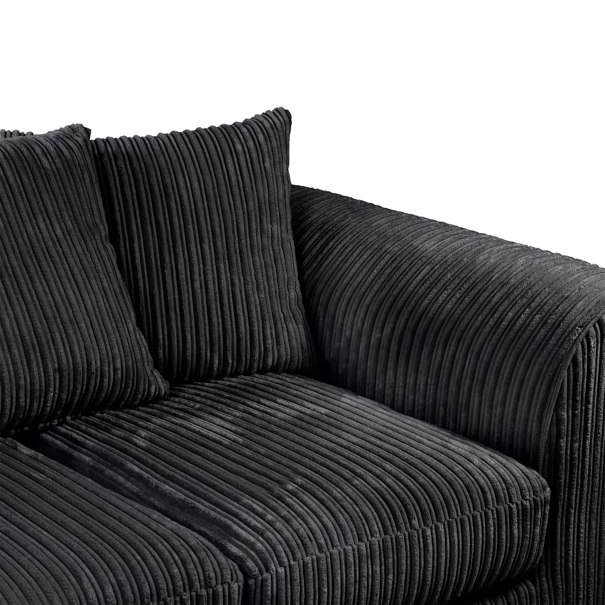 Bletchley Black Jumbo Cord Chaise Sofa from Roseland Furniture
