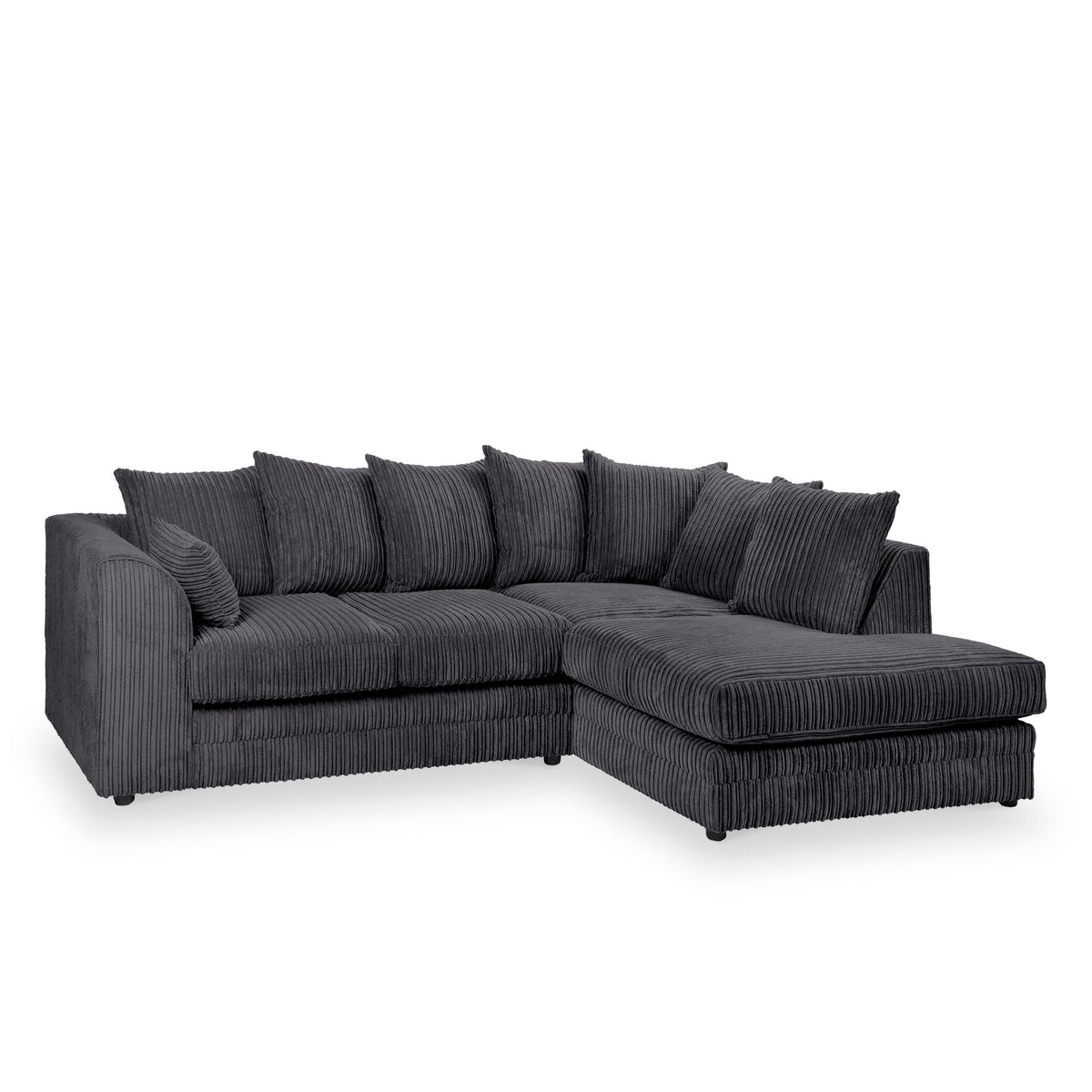 Bletchley Right Hand Black Jumbo Cord Chaise Couch