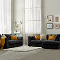 Bletchley Right Hand Black Jumbo Cord Chaise Sofa living room