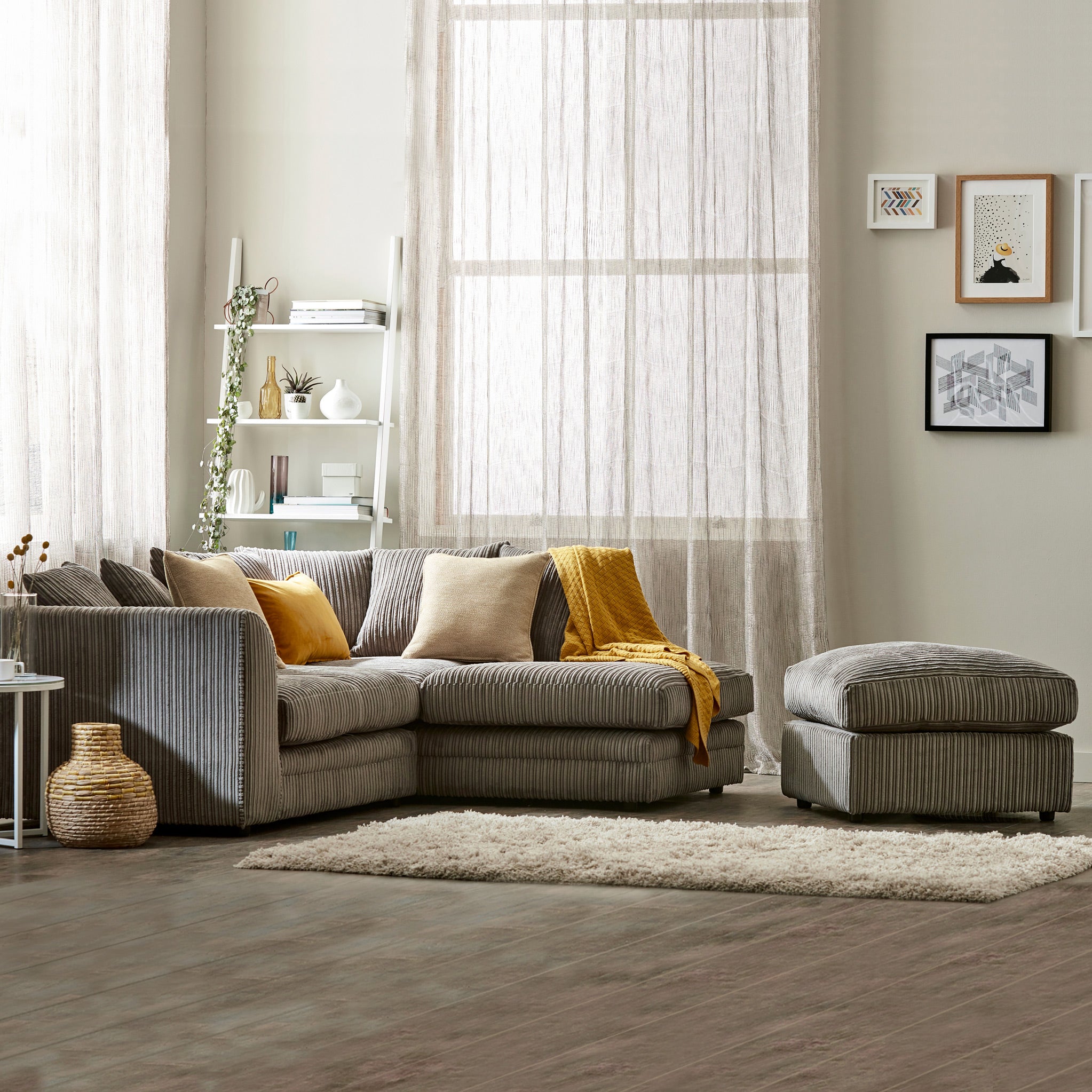 Bletchley Upholstered Jumbo Cord Fabric Footstool Roseland