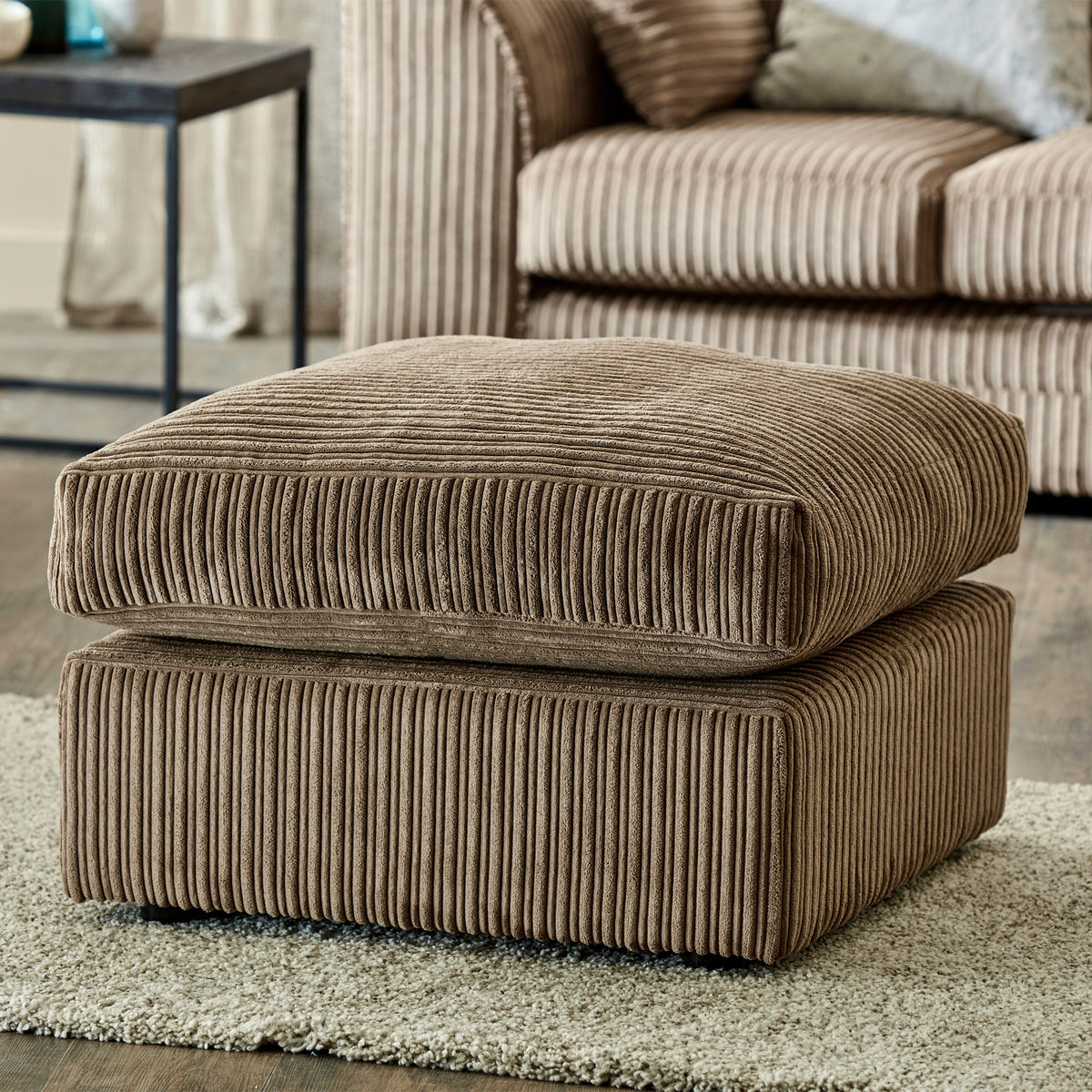 Bletchley Coffee Jumbo Cord Footstool for living room