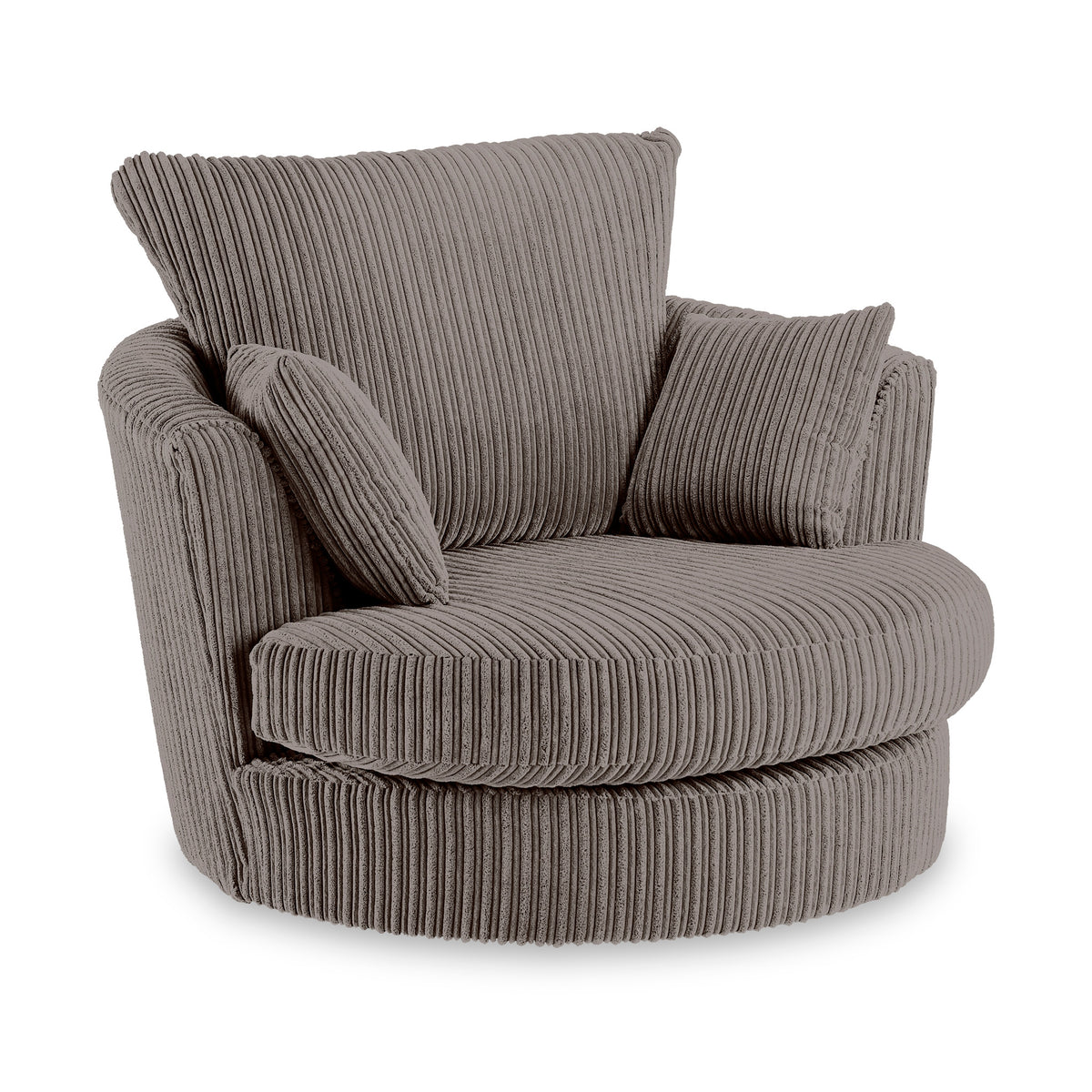 Bletchley Charcoal Jumbo Cord Swivel Chair from Roseland Furniture