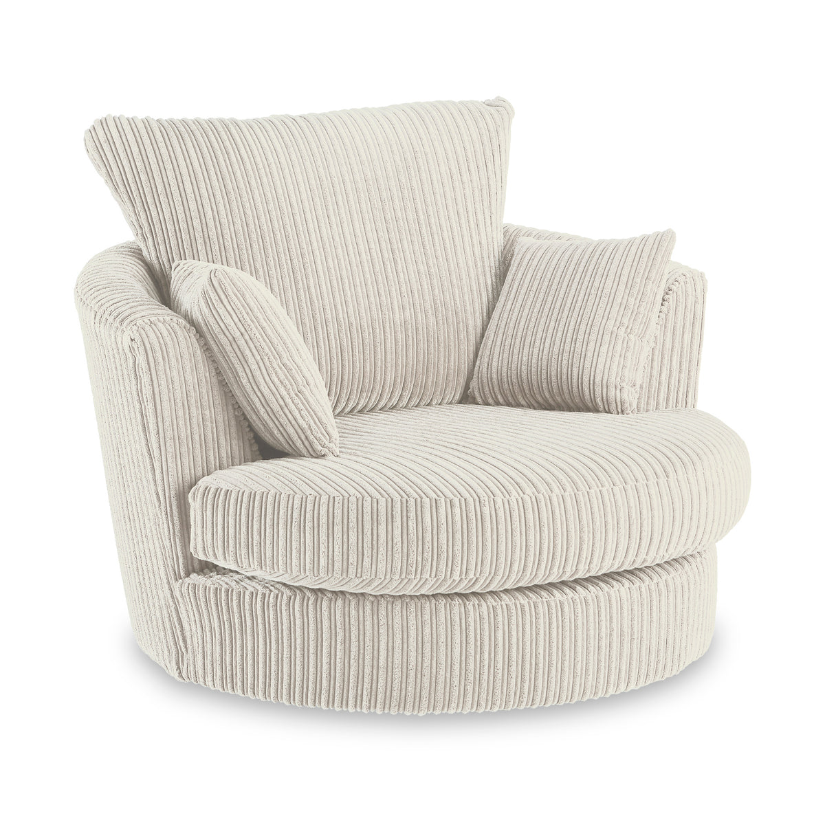 Bletchley Cream Jumbo Cord Swivel Chair from Roseland Furniture