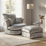 Tamara Silver Crushed Velvet Swivel Chair from Roseland Furniture