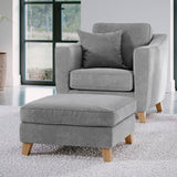 Claridge Soft Chenille Footstool Steel from Roseland Furniture