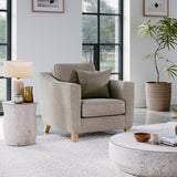 Claridge Soft Chenille Armchair Linen Life1 from Roseland Furniture