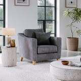 Claridge Soft Chenille Armchair Heather Life1 from Roseland Furniture