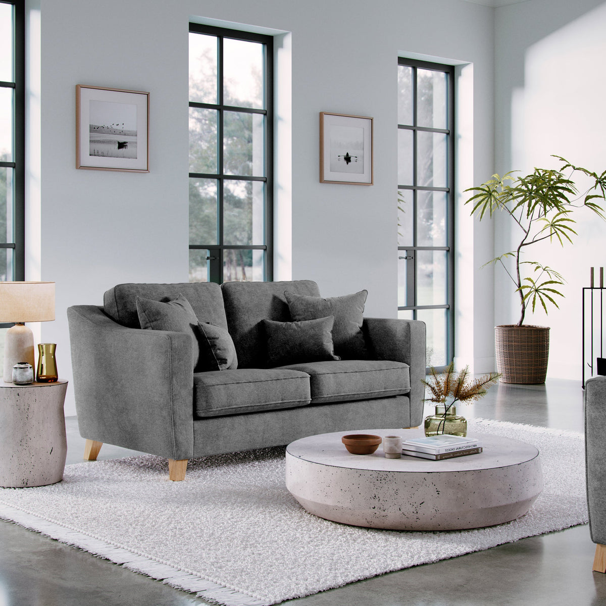 Claridge Soft Chenille 2 Seater Sofa Heather from Roseland Furniture