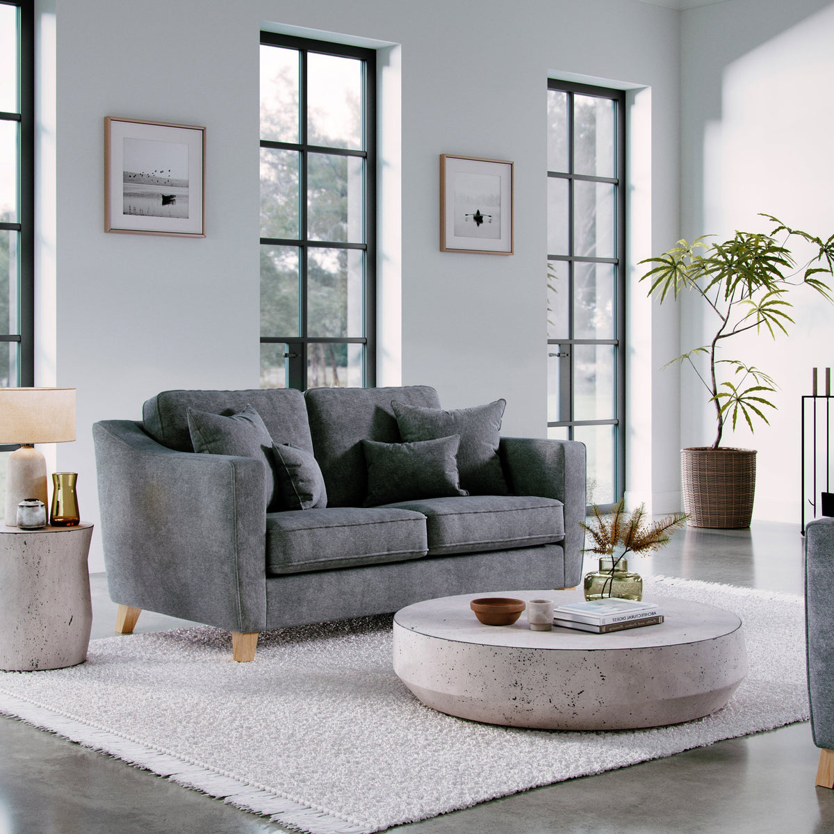 Claridge Soft Chenille 2 Seater Sofa Heather Life1 from Roseland Furniture