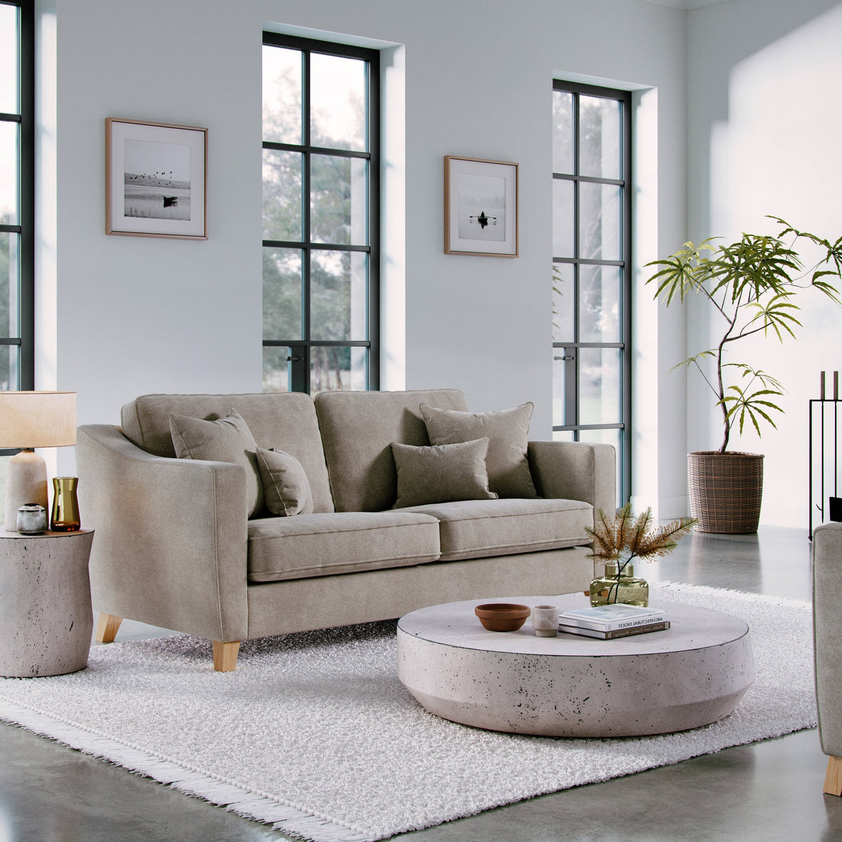 Claridge Soft Chenille 3 Seater Sofa Linen Life1 from Roseland Furniture