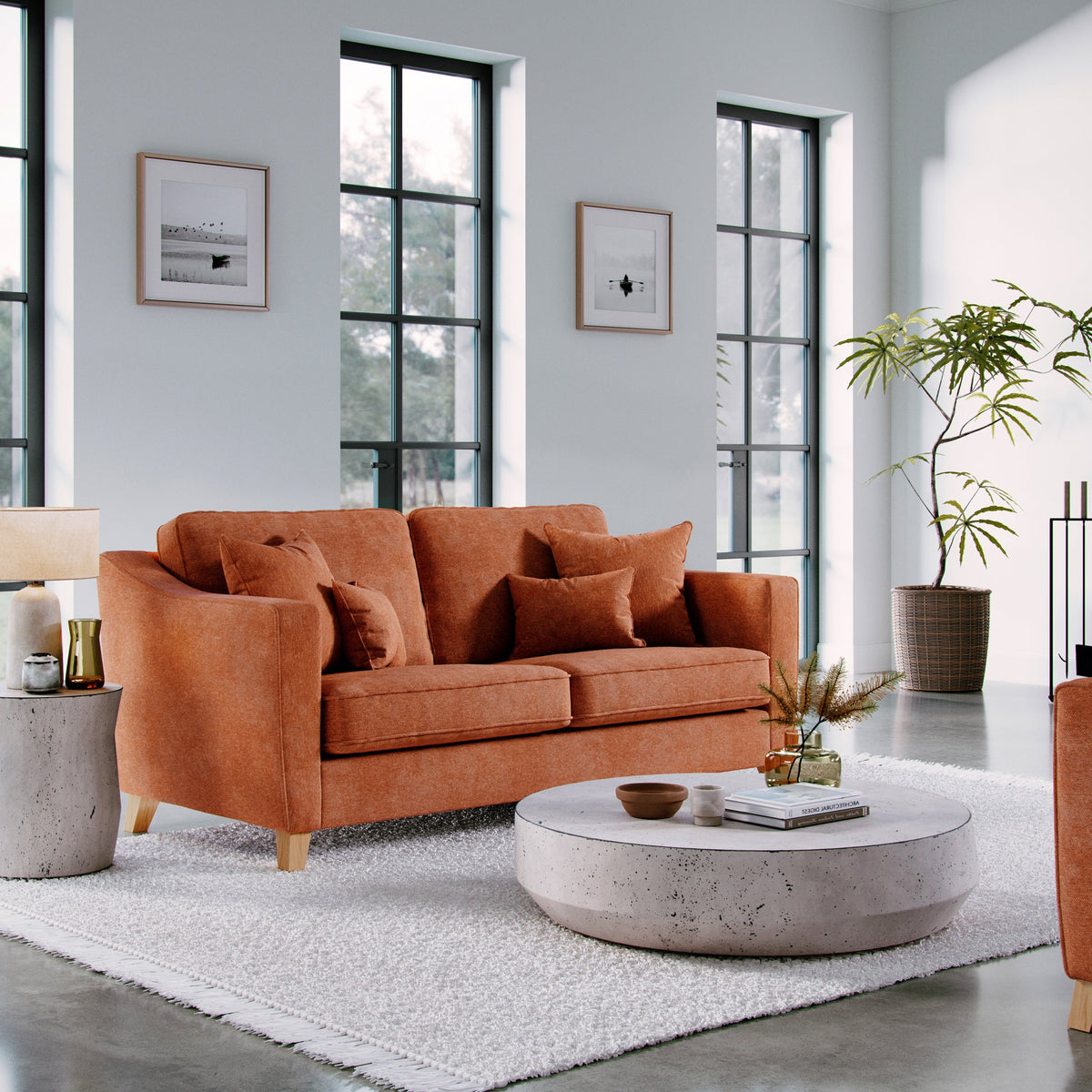Claridge Soft Chenille 3 Seater Sofa Terra Life1 from Roseland Furniture