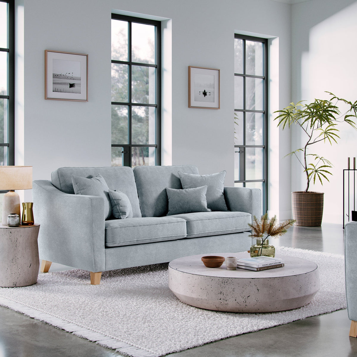 Claridge Soft Chenille 3 Seater Sofa Ice from Roseland Furniture