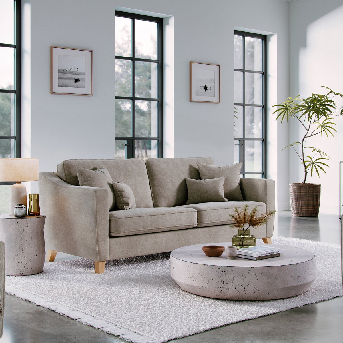 Claridge Soft Chenille 4 Seater Sofa Linen Life1 from Roseland Furniture