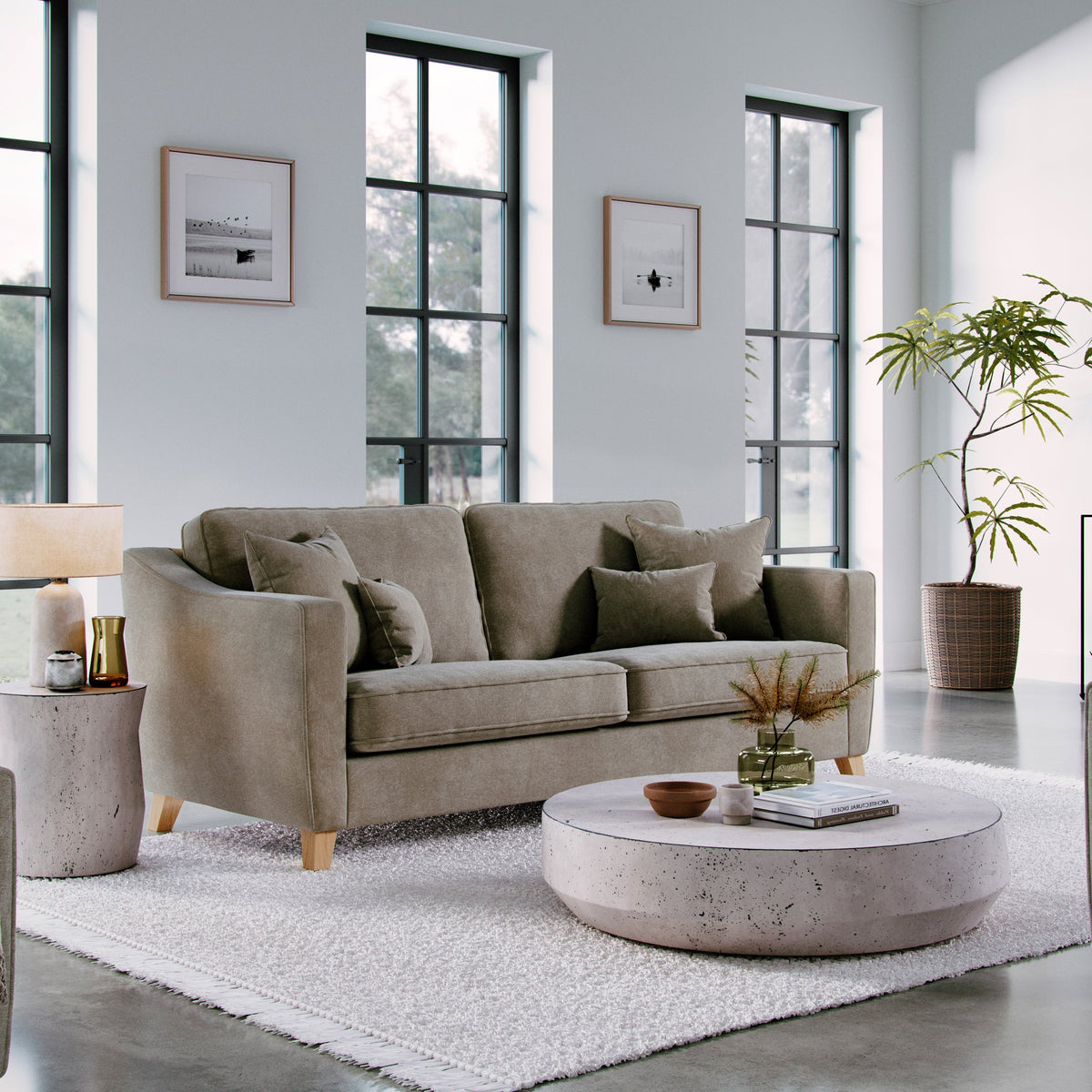 Claridge Soft Chenille 4 Seater Sofa Beige Life1 from Roseland Furniture