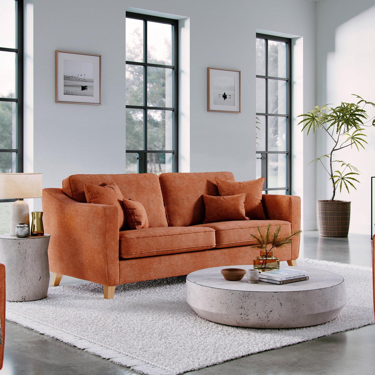 Claridge Soft Chenille 4 Seater Sofa Terra Life1 from Roseland Furniture