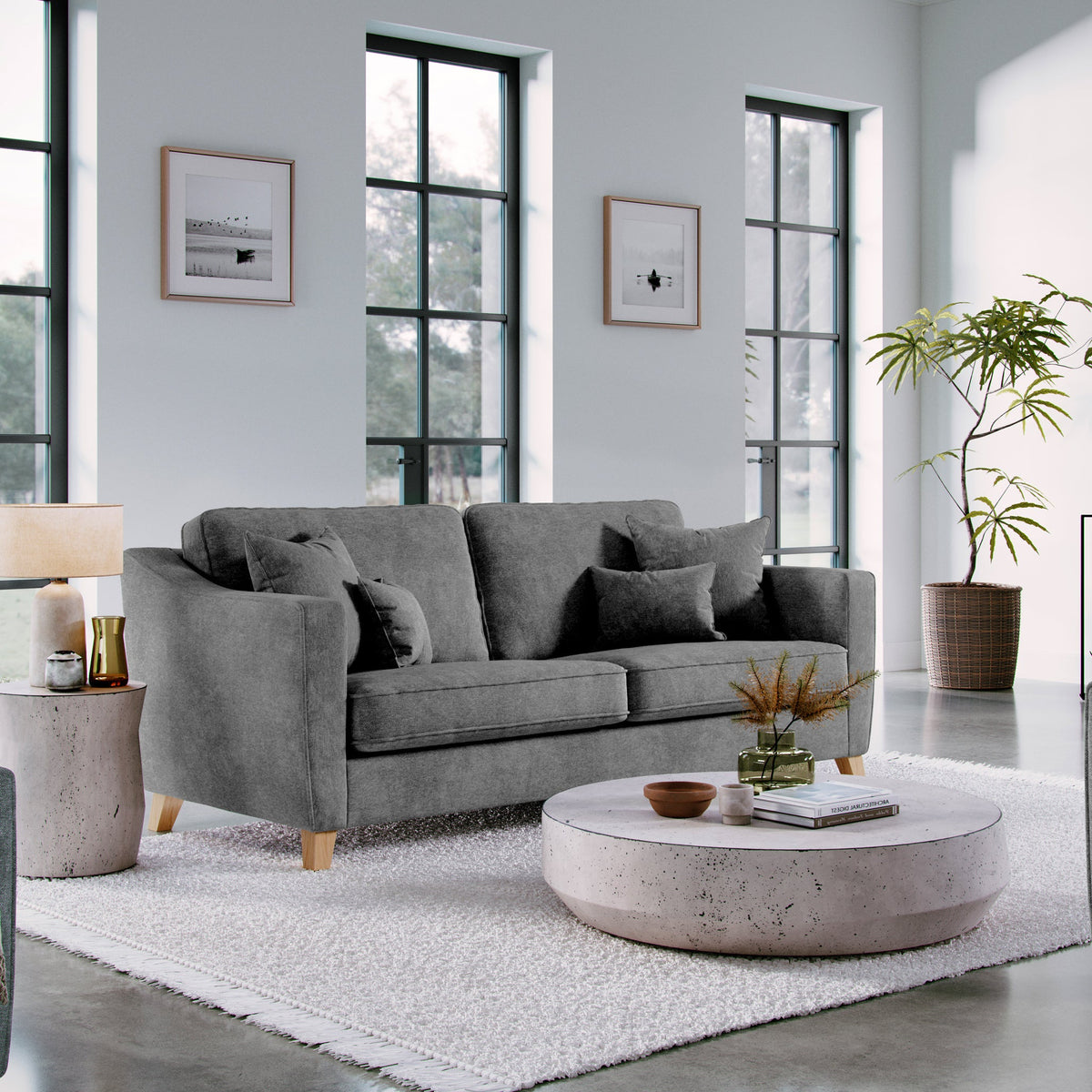 Claridge Soft Chenille 4 Seater Sofa Heather from Roseland Furniture