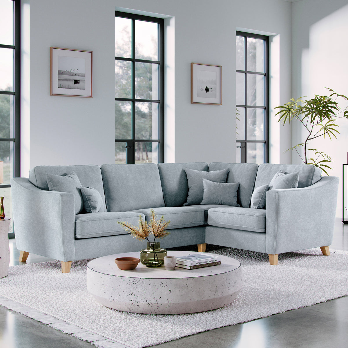 Claridge Soft Chenille Left Hand Corner Sofa Ice from Roseland Furniture