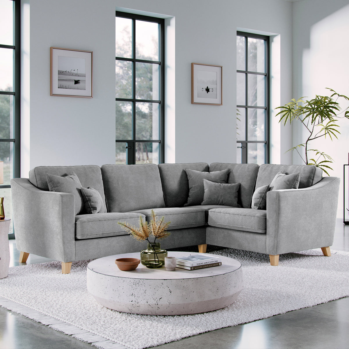 Claridge Soft Chenille Left Hand Corner Sofa Steel from Roseland Furniture