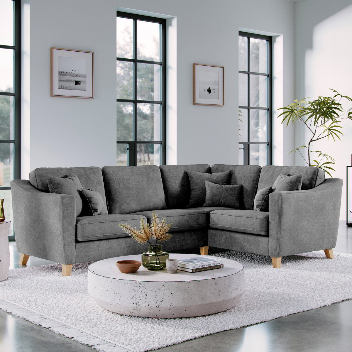 Claridge Soft Chenille LH Corner Sofa Heather from Roseland Furniture