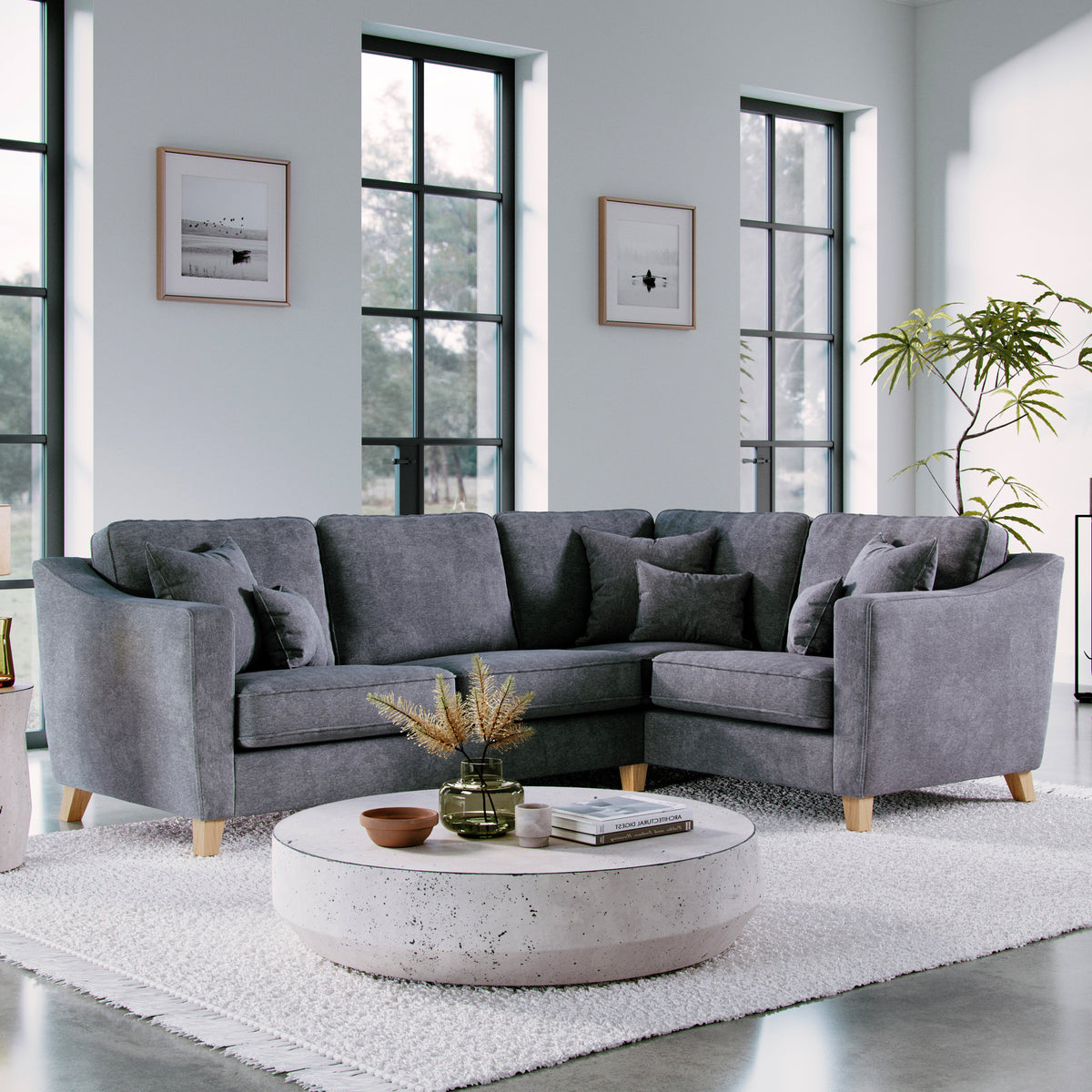 Claridge Soft Chenille LH Corner Sofa Heather Life1 from Roseland Furniture