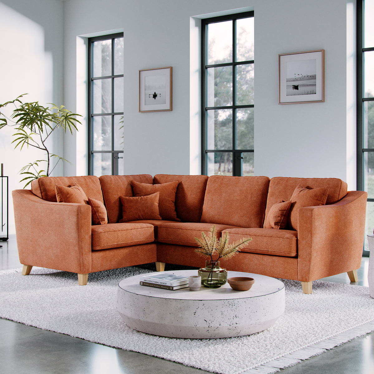 Claridge Soft Chenille RH Corner Sofa Terra Life1 from Roseland Furniture