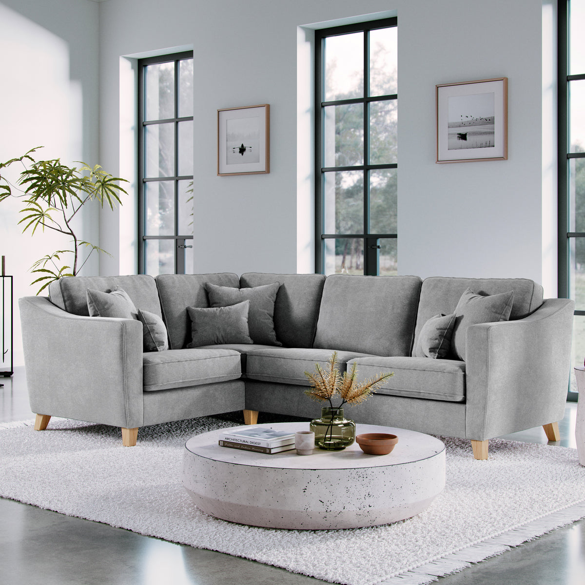 Claridge Soft Chenille Right Hand Corner Sofa Steel from Roseland 