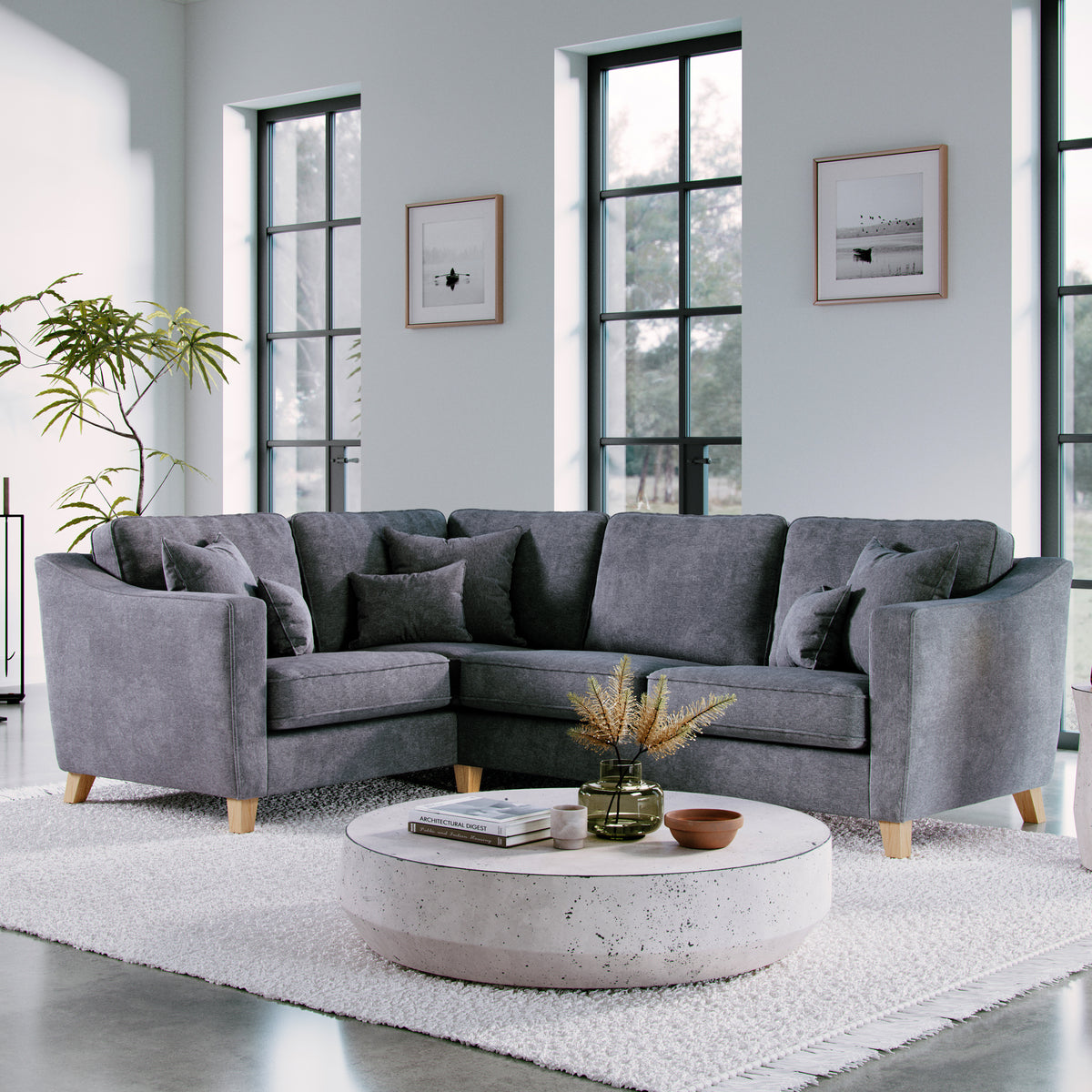 Claridge Soft Chenille RH Corner Sofa Heather Life1 from Roseland Furniture