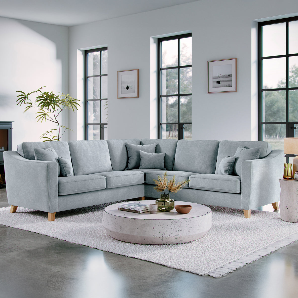 Claridge Soft Chenille Corner Sofa Ice from Roseland Furniture