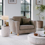 Claridge Soft Chenille Snuggle Chair Beige Life1 from Roseland Furniture