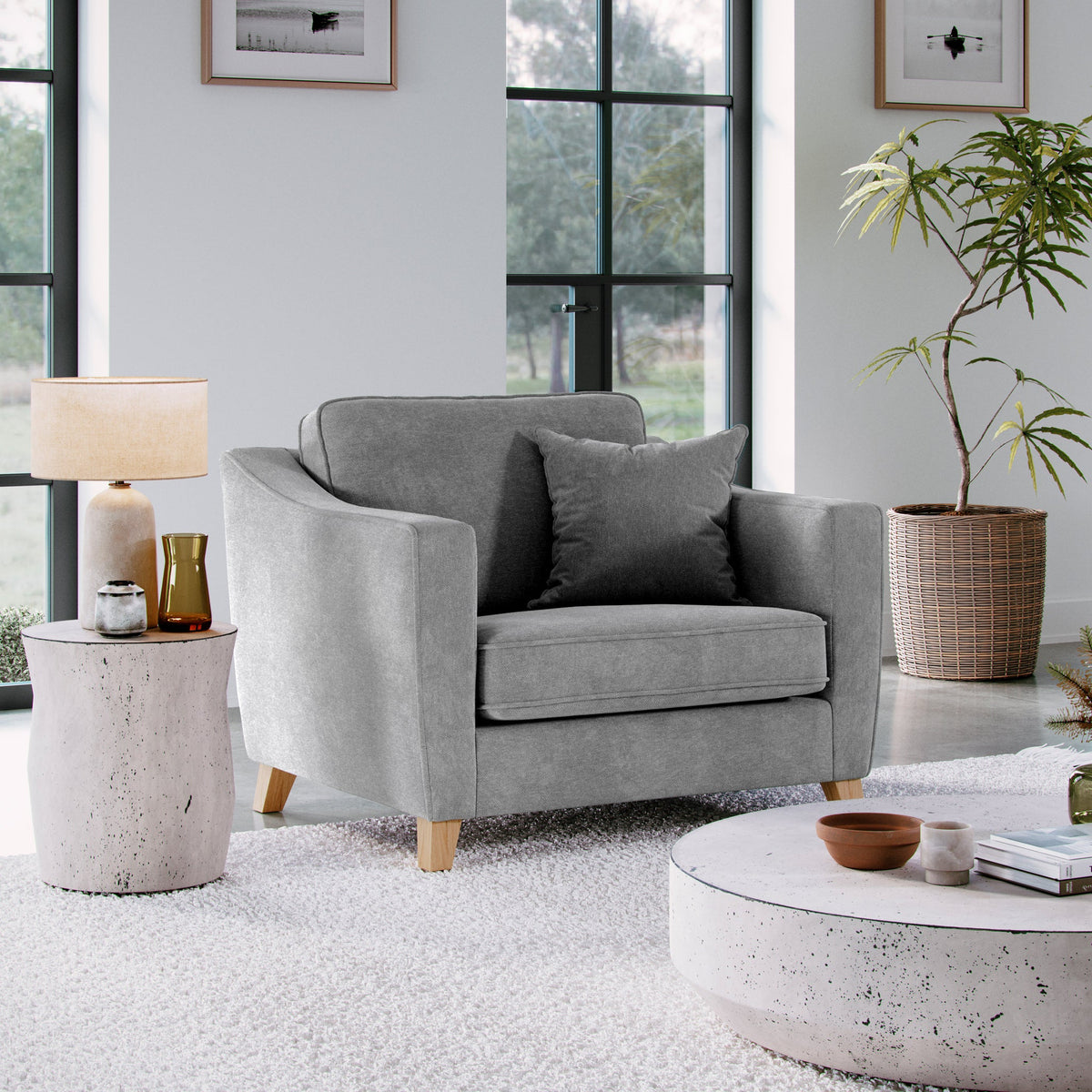 Claridge Soft Chenille Snuggle Chair Steel from Roseland Furniture