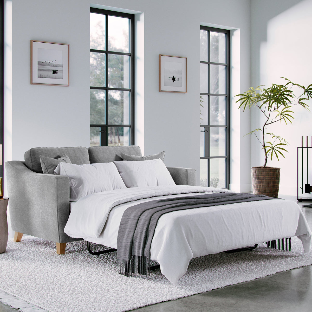 Claridge Soft Chenille 2 Seater Sofabed Steel from Roseland Furniture