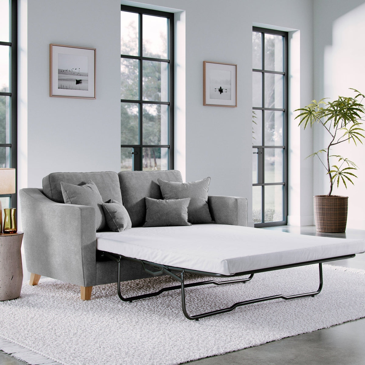 Claridge Soft Chenille 2 Seater Sofabed Steel from Roseland Furniture