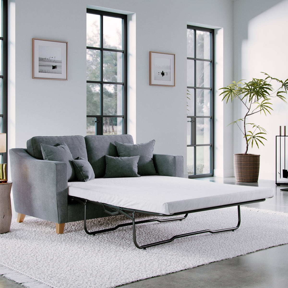 Claridge Soft Chenille 2 Seater Sofabed Steel Life2 from Roseland Furniture