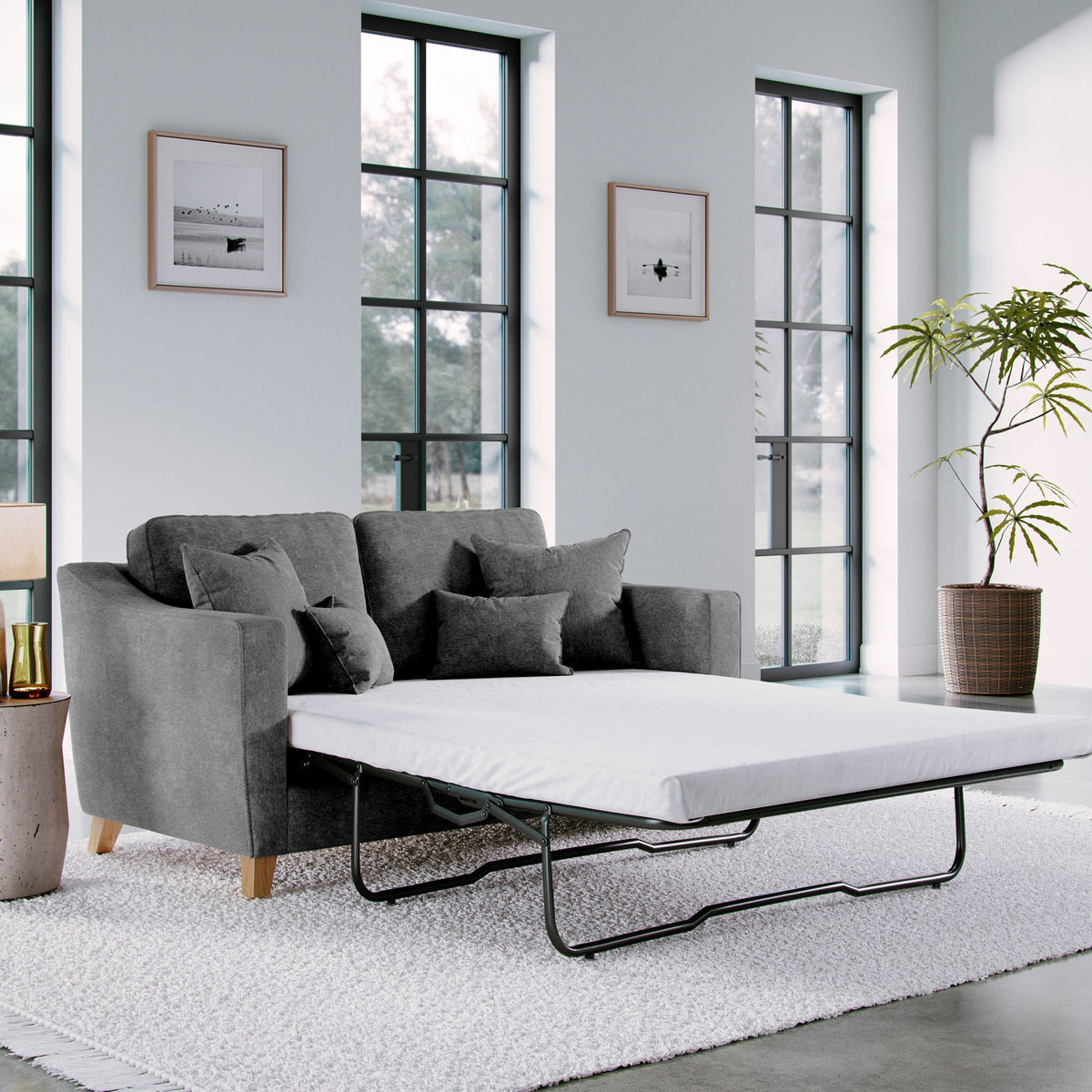 Claridge Soft Chenille 2 Seater Sofabed Heather from Roseland Furniture